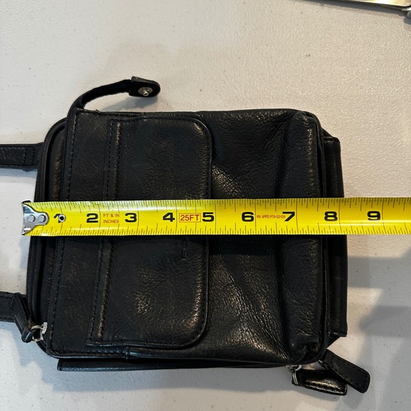 Fossil Black Leather Crossbody Shoulder Bag Organizer Wallet Phone Purse - Picture 8 of 10